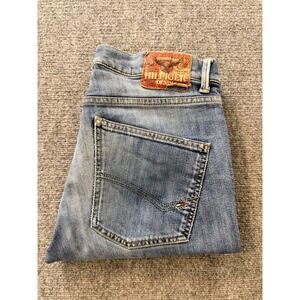 Tommy Hilfiger Denim Straight Leg Mens Jeans 34x34 Light Wash Distressed